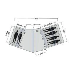Outwell Hartford 6 Air Tent (2025) -Vango Camping Shop 111468 hartford 6 air drawing floorplan3