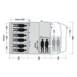 Outwell Tennessee 6+2 Air Tent (2025) -Vango Camping Shop 111470 tennessee 6 2 air drawing floorplan3