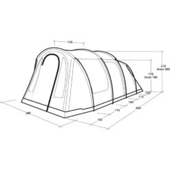 Outwell Rockwell 6 Tent (2025) -Vango Camping Shop 111477 rockwell 6 drawing perspective2