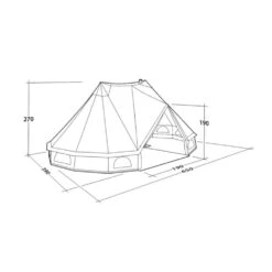Outwell Robens Klondike Twin Tipi Tent (2023) -Vango Camping Shop 130359 klondike twin drawing perspective2