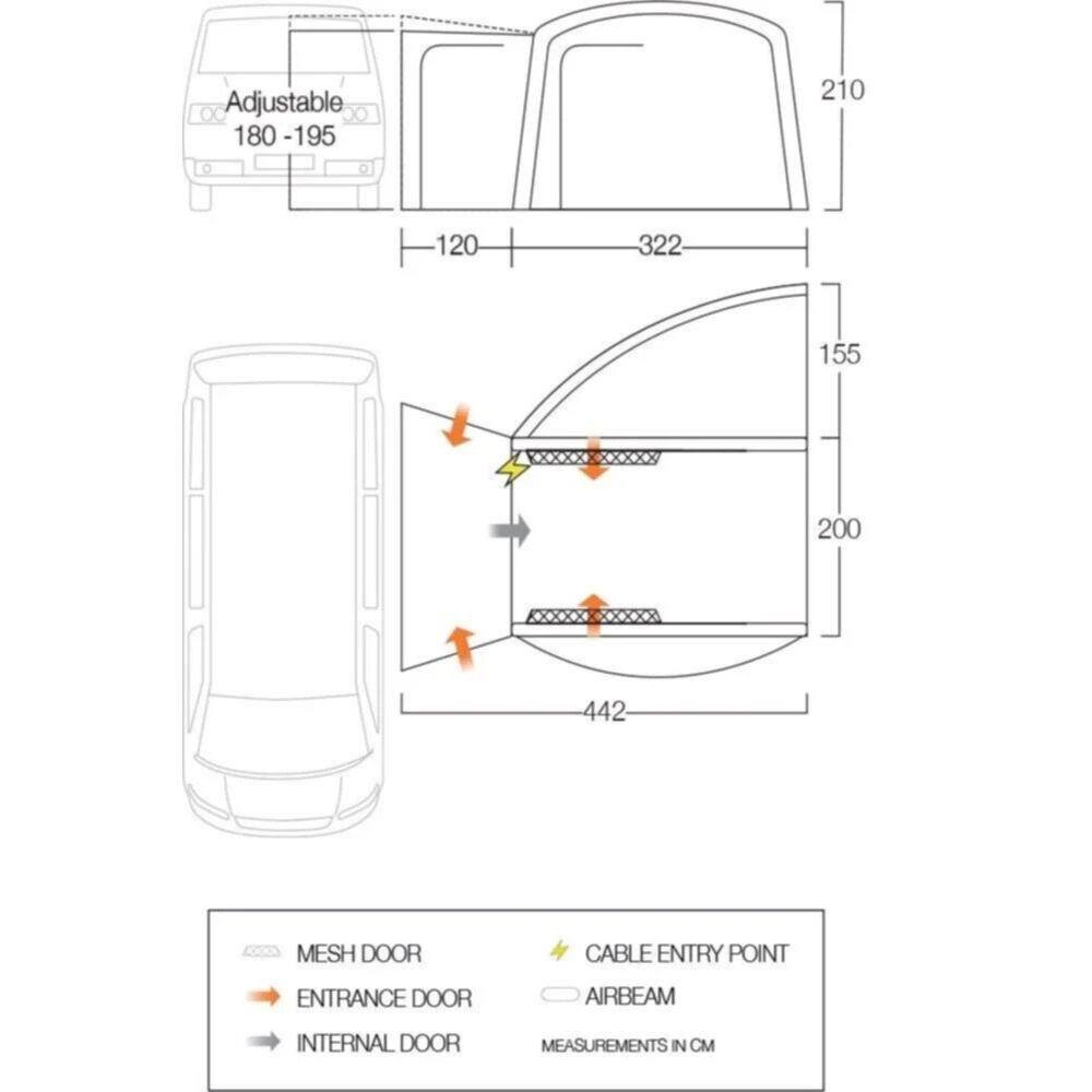 Vango Airbeam Vango Magra VW Low Awning (Shadow Grey) 4 Vango Airbeam Vango Magra VW Low Awning (Shadow Grey) - Image 2