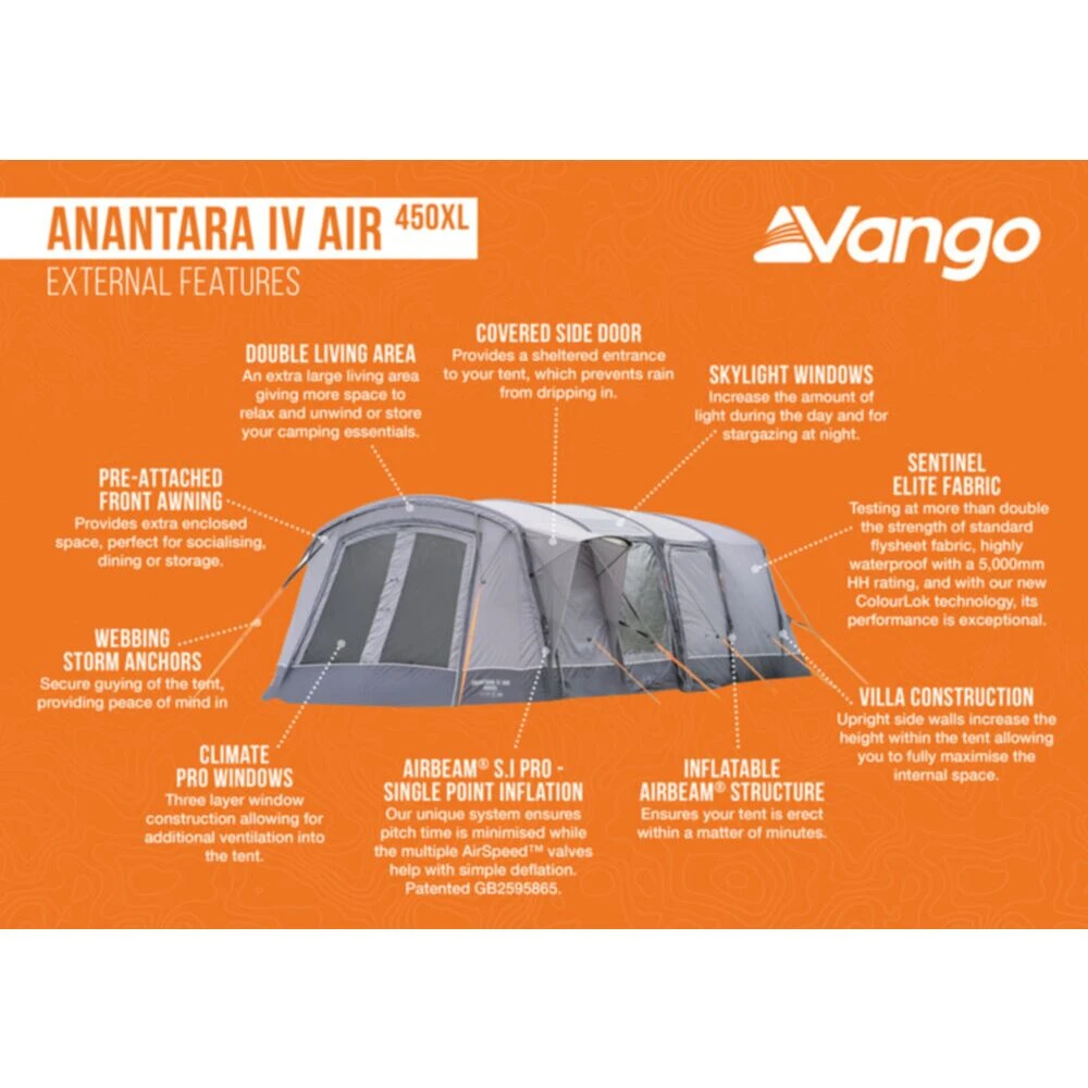 Vango Airbeam Vango Anantara IV 450xl Air Tent 14 Vango Airbeam Vango Anantara IV 450xl Air Tent - Image 12