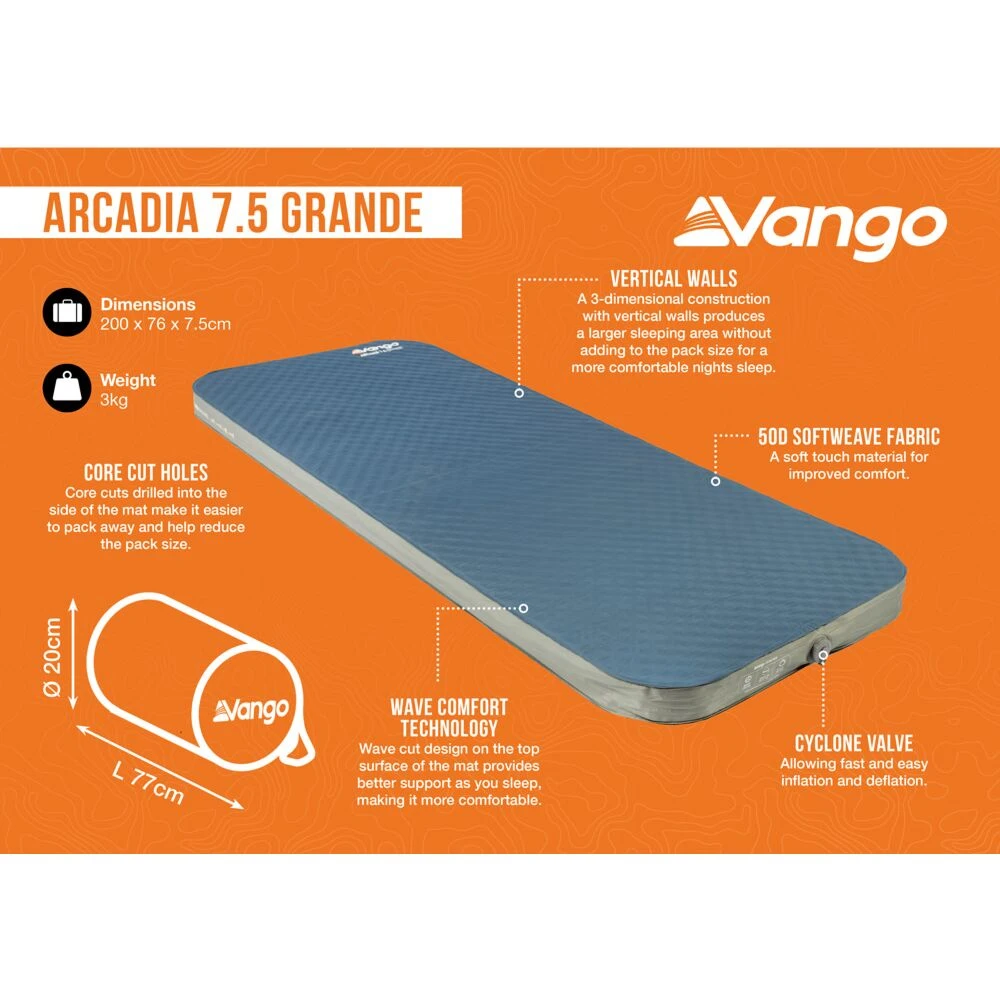 Vango Arcadia 7.5 Grande Self Inflating Mat 9 Vango Arcadia 7.5 Grande Self Inflating Mat - Image 7