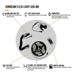 Vango Sunbeam Flexi Light 4m (USB) 8 Vango Sunbeam Flexi Light 4m (USB) -Vango Camping Shop family essentials infographicscall outs6