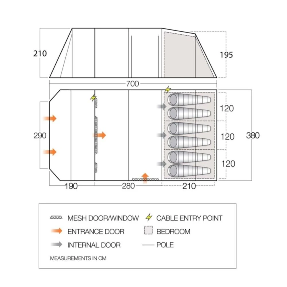 Vango Lismore TC 600XL Poled Tent Package (incl Footprint) 4 Vango Lismore TC 600XL Poled Tent Package (incl Footprint) - Image 2