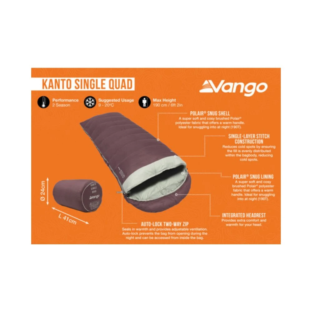 Vango Kanto Single Quad Sleeping Bag 4 Vango Kanto Single Quad Sleeping Bag - Image 2
