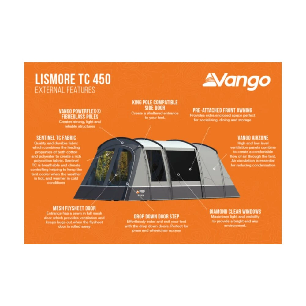 Vango Lismore TC 450 Poled Tent Package (incl Footprint) 6 Vango Lismore TC 450 Poled Tent Package (incl Footprint) - Image 4