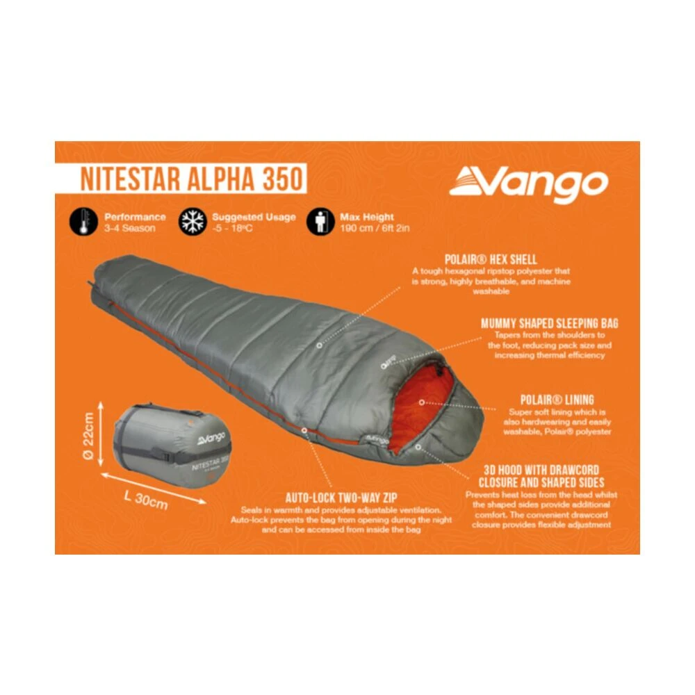 Vango Nitestar Alpha 350 Sleeping Bag (Fog) 8 Vango Nitestar Alpha 350 Sleeping Bag (Fog) - Image 6