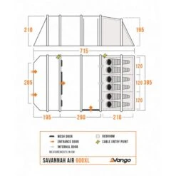 Vango Airbeam Vango Savannah Air 600xl Tent Package (incl Footprint) 25 Vango Airbeam Vango Savannah Air 600xl Tent Package (incl Footprint) -Vango Camping Shop savannah air 600xl floorplan low res