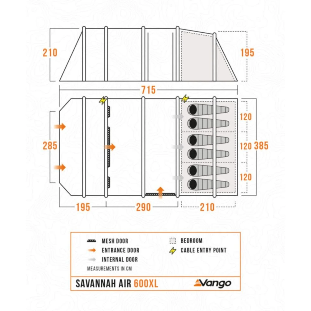 Vango Airbeam Vango Savannah Air 600xl Tent Package (incl Footprint) 6 Vango Airbeam Vango Savannah Air 600xl Tent Package (incl Footprint) - Image 4