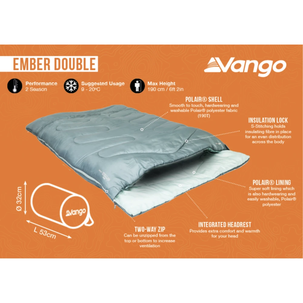 Vango Ember Double Sleeping Bag (Mineral Green) 7 Vango Ember Double Sleeping Bag (Mineral Green) - Image 5