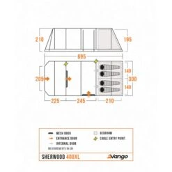 Vango Sherwood 400xl Poled Tent Package (incl Footprint) -Vango Camping Shop sherwood 400xl floorplan low res