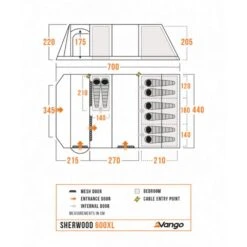 Vango Sherwood 600XL Poled Tent Package (incl Footprint) -Vango Camping Shop sherwood 600xl floorplan low res