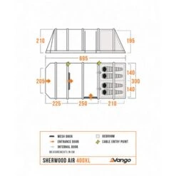 Vango Airbeam Vango Sherwood Air 400XL Tent Package (incl Footprint) -Vango Camping Shop sherwood air 400xl floorplan low res