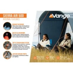 Vango Airbeam Vango Sierra Air 500 Tent (2025) 37 Vango Airbeam Vango Sierra Air 500 Tent (2025) -Vango Camping Shop sierra air 500 infographic2 lowres