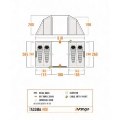 Vango Airbeam Vango Tacoma 400 Poled Tent Package (incl Footprint) -Vango Camping Shop tacoma 400 floorplan low res
