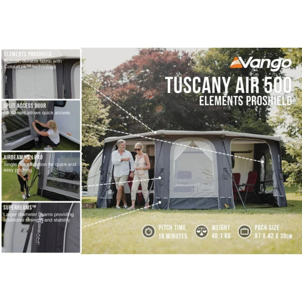 Vango Airbeam Vango Tuscany Air 500 Elements Proshield Caravan Awning (2024) 6 Vango Airbeam Vango Tuscany Air 500 Elements Proshield Caravan Awning (2024) - Image 4