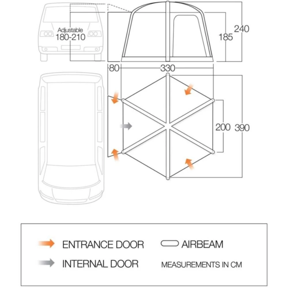 Vango Airbeam Vango Airhub Hexaway II Low Awning 4 Vango Airbeam Vango Airhub Hexaway II Low Awning - Image 2